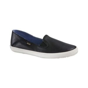 Black leather keds slip ons